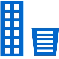 Blue buildings icon