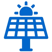 Blue solar panel icon