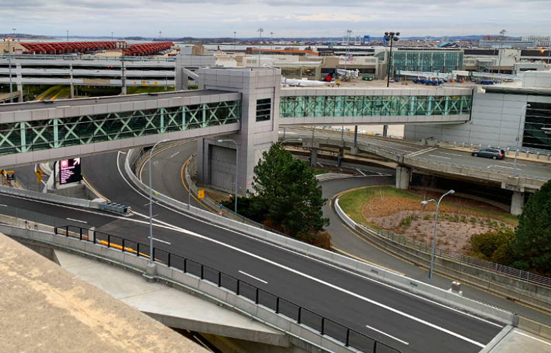 roadway construction at Boston Logan