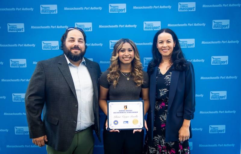 Liliana Vargas Bonilla (center), with Rocco Rauseo, Donna Rauseo’s son (left) and Alaina Coppola, Director of Community Relations & Government Affairs (right)