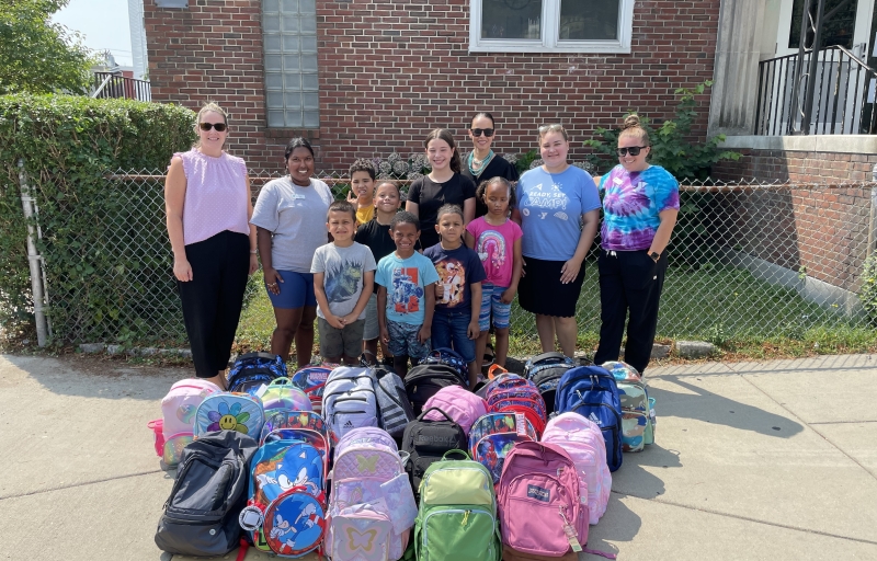 East Boston YMCA Kids with Backpacks