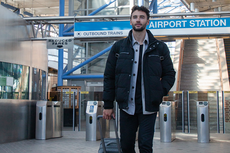 Passenger at MBTA Blue Line Airport Station