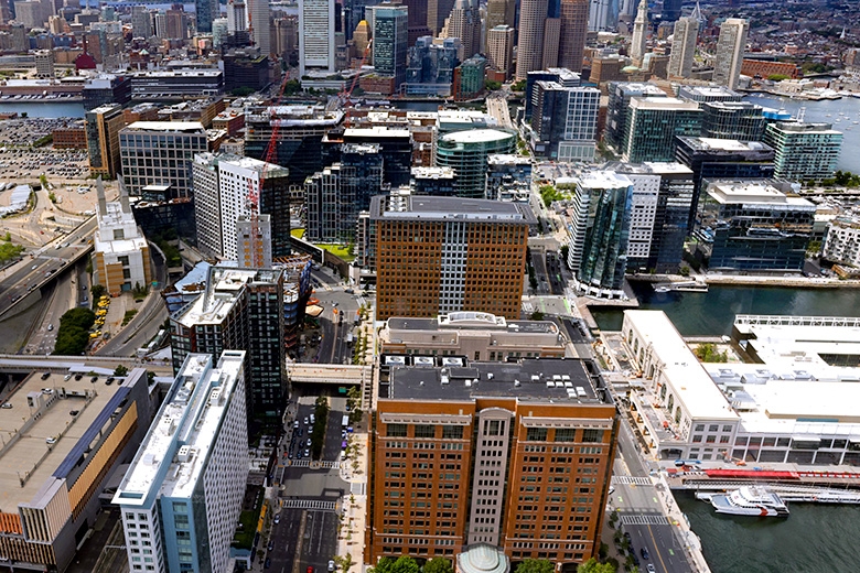 aerial view of seaport