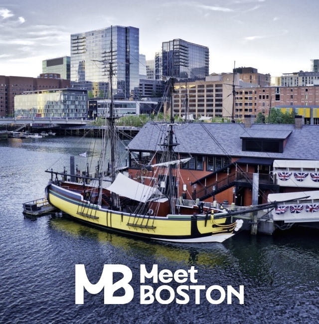 Boston Tea Party Boat with Meet Boston Logo