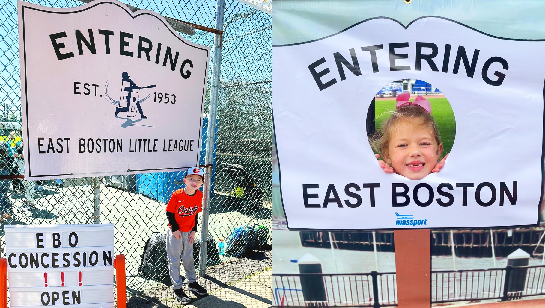 Kids at East Boston Sign