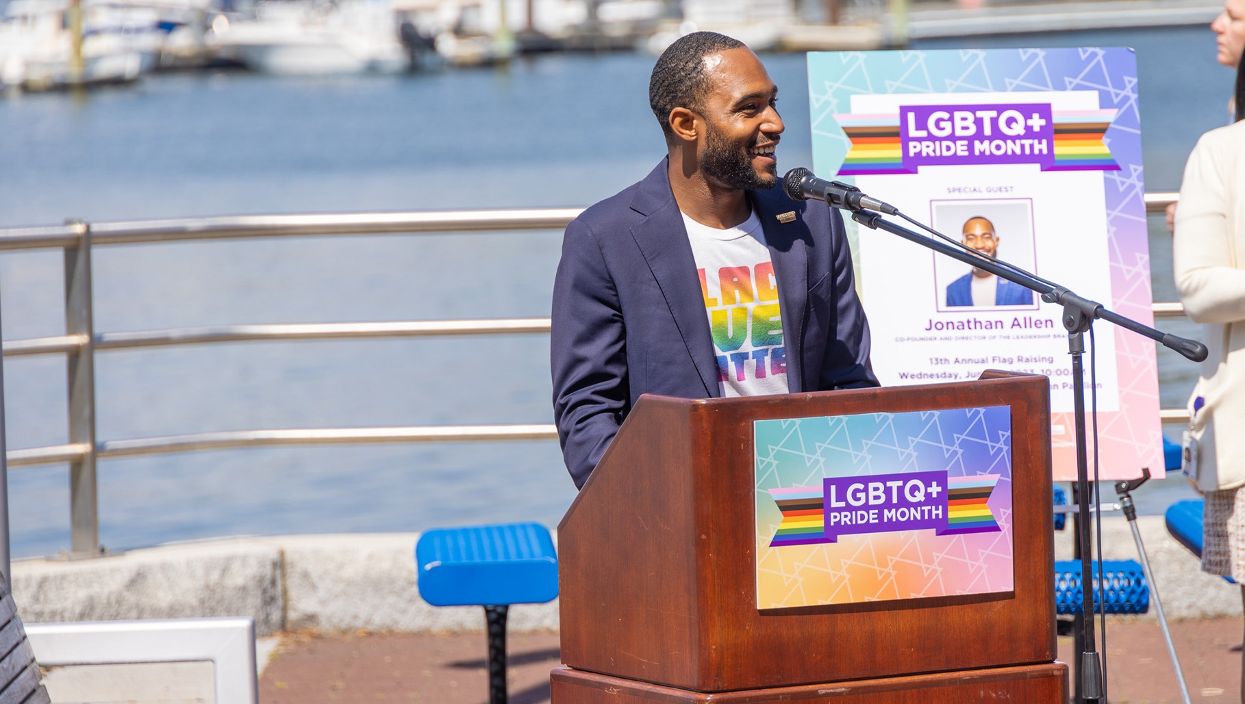 Man speaking at podium 