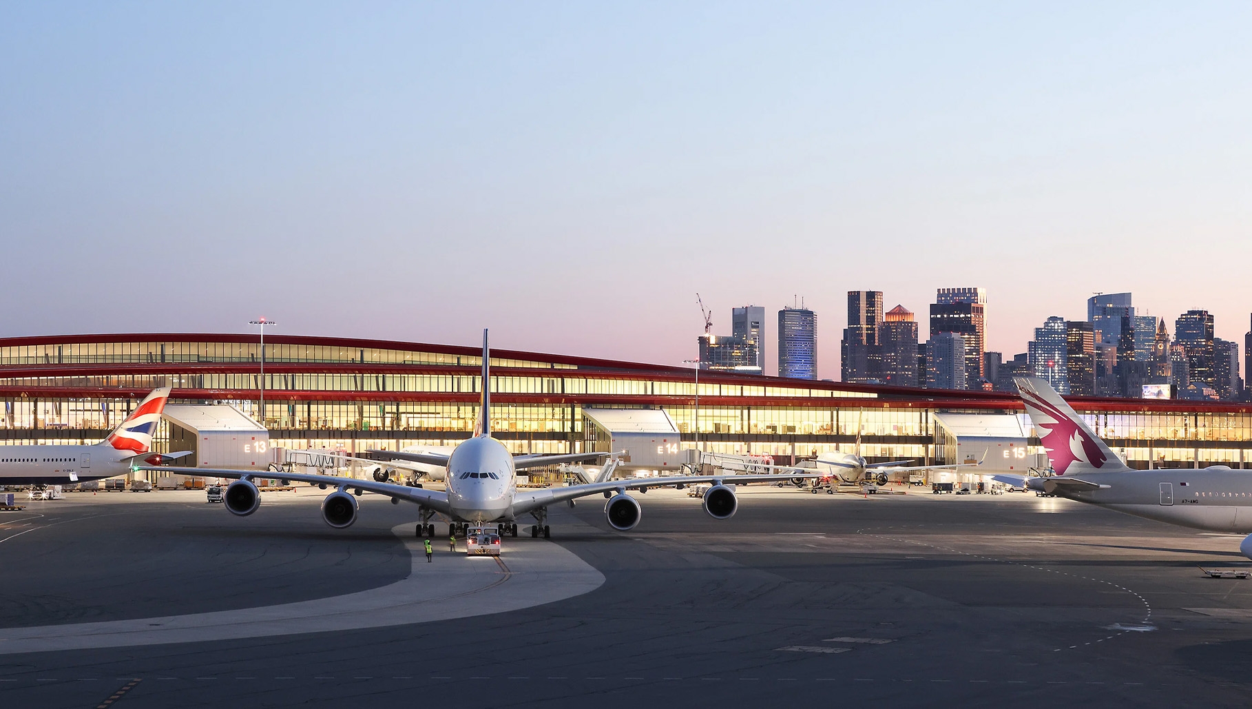 Terminal E with Boston Skyline