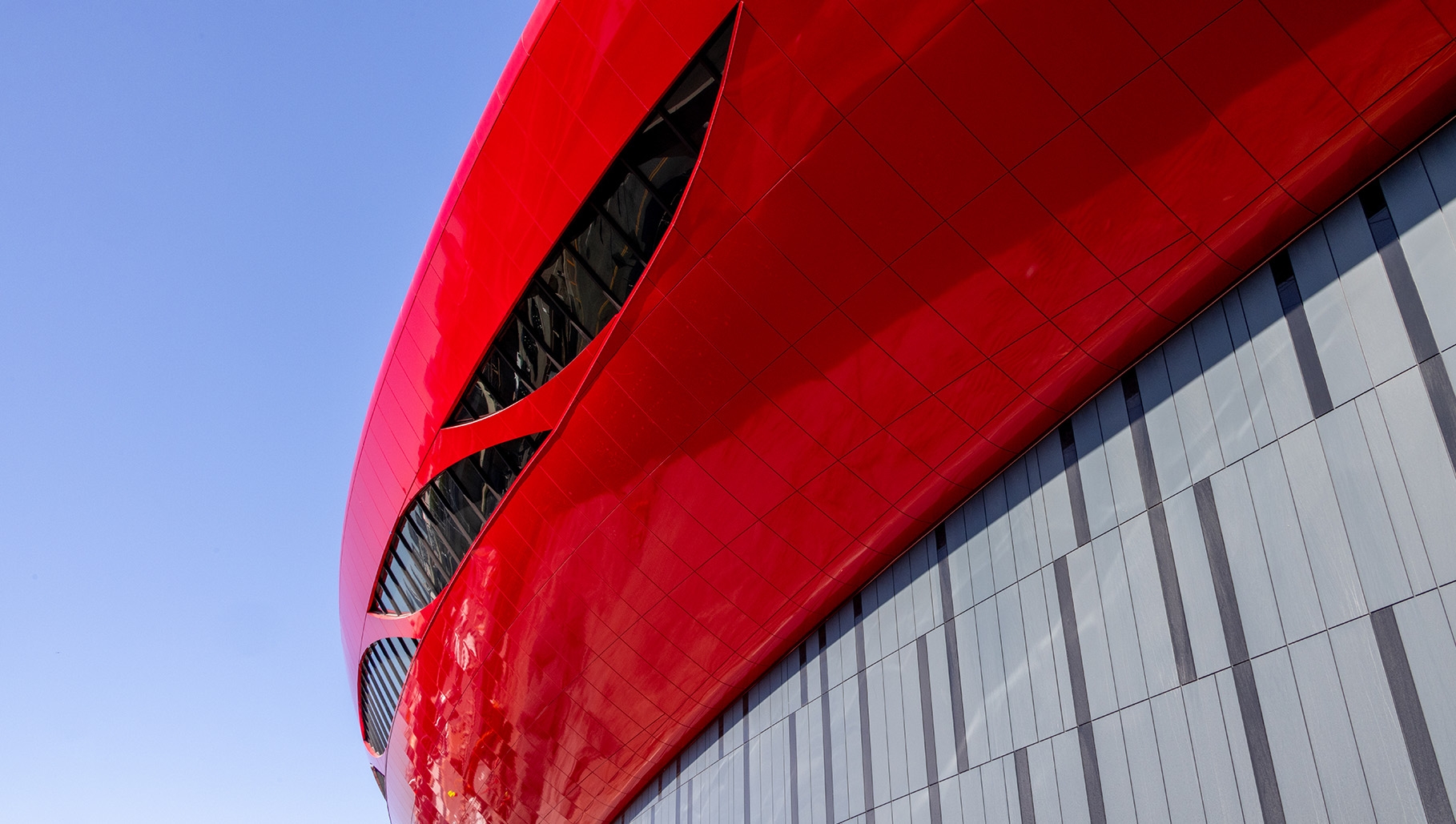 Image of Terminal E red roof on sunny day