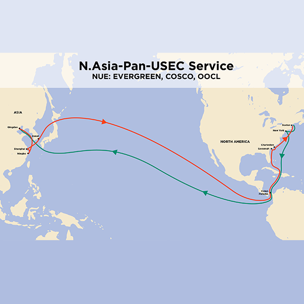 Conley Terminal USA to Asia map