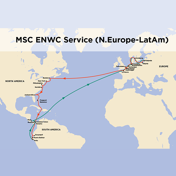 MSC North Europe LATAM route