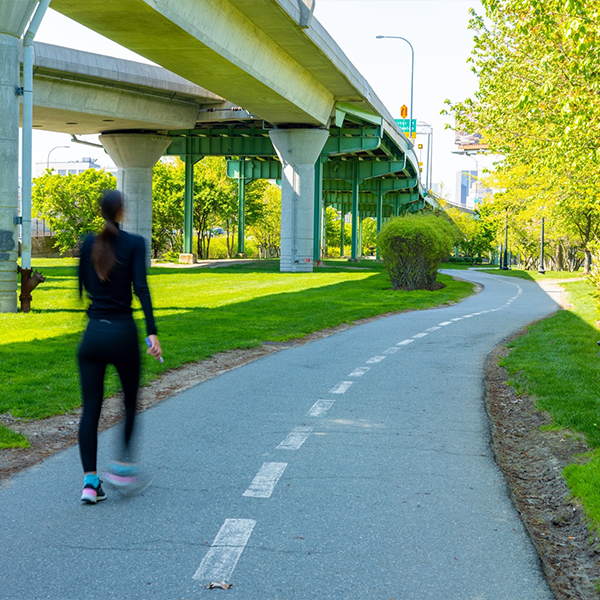 Woman running on trail