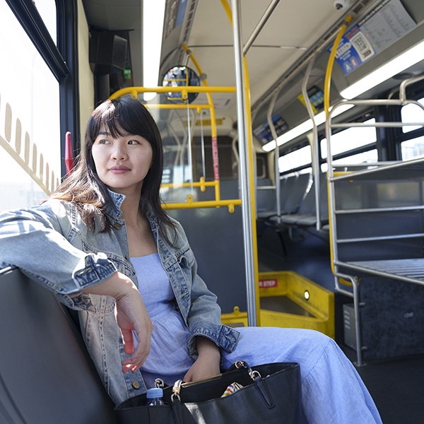 Women riding bus