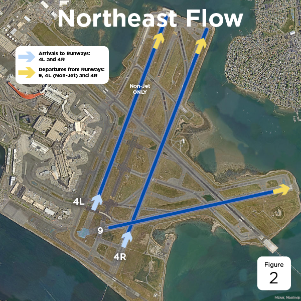 Map of runways at Logan