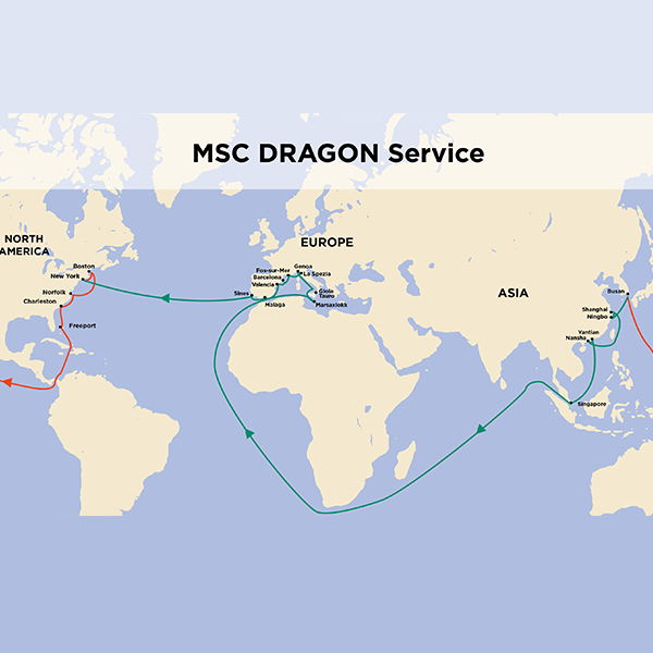 MSC Dragon Service Map