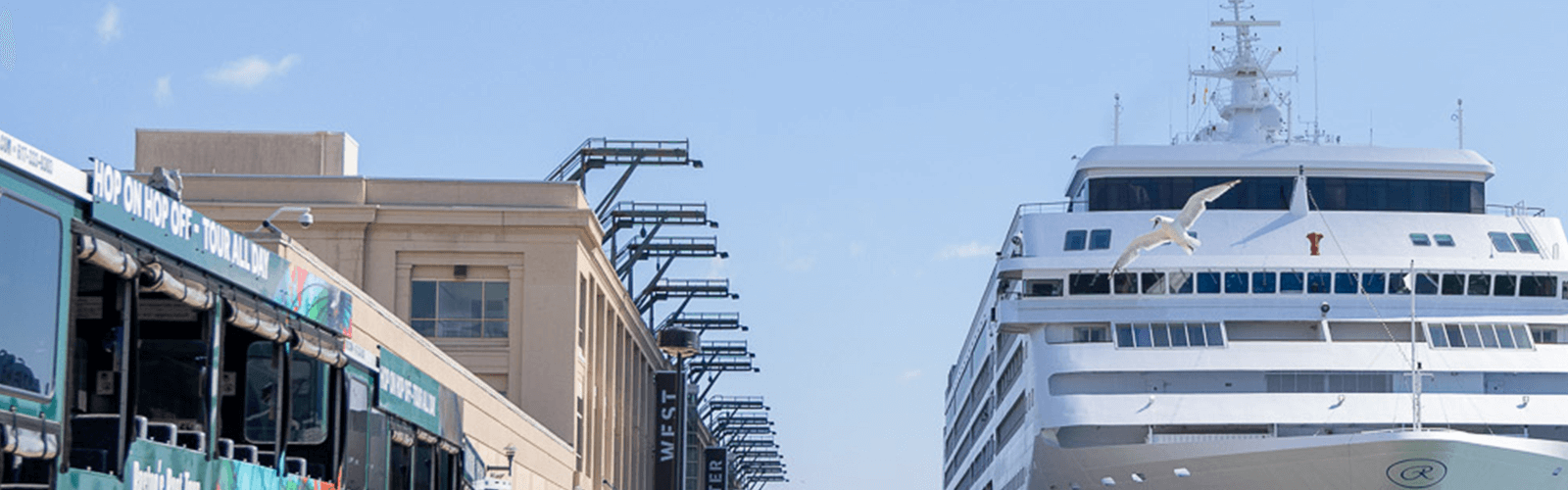 Flynn Cruiseport Terminal with ship at dock