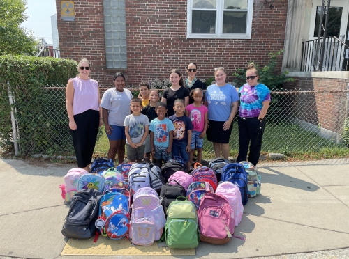 East Boston YMCA Kids with Backpacks